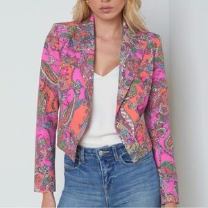 L'AGENCE Pink and Orange Cropped Blazer